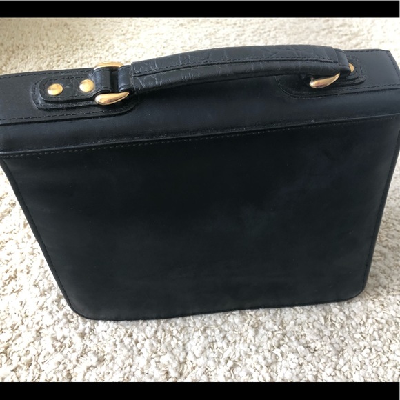 NEW Vintage BELLE-ROSE Top Handle Black Messenger Purse Briefcase Multi pocket - Picture 6 of 16